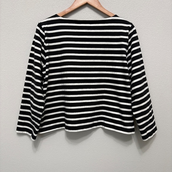 J. Crew Classic Mariner Boatneck Top - Black & White Stripe, L - Picture 5 of 6
